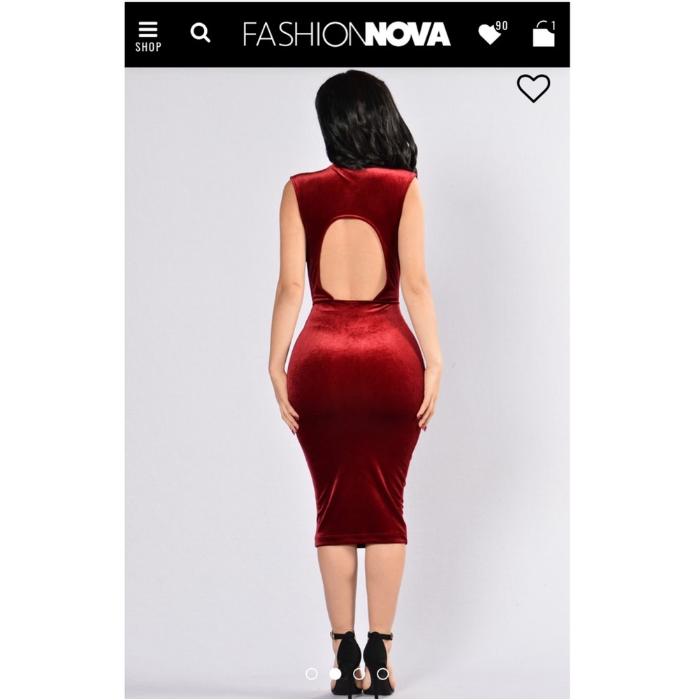Fashion Nova Southern Charm Dress in Burgundy ❤️ - Picture 2 of 6